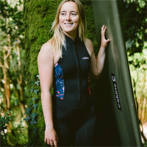 2026 C-Skins Womens NuWave Solace Lite 2/2mm Long Jane Wetsuit C-NSOL22SLJW - Black / Tropical